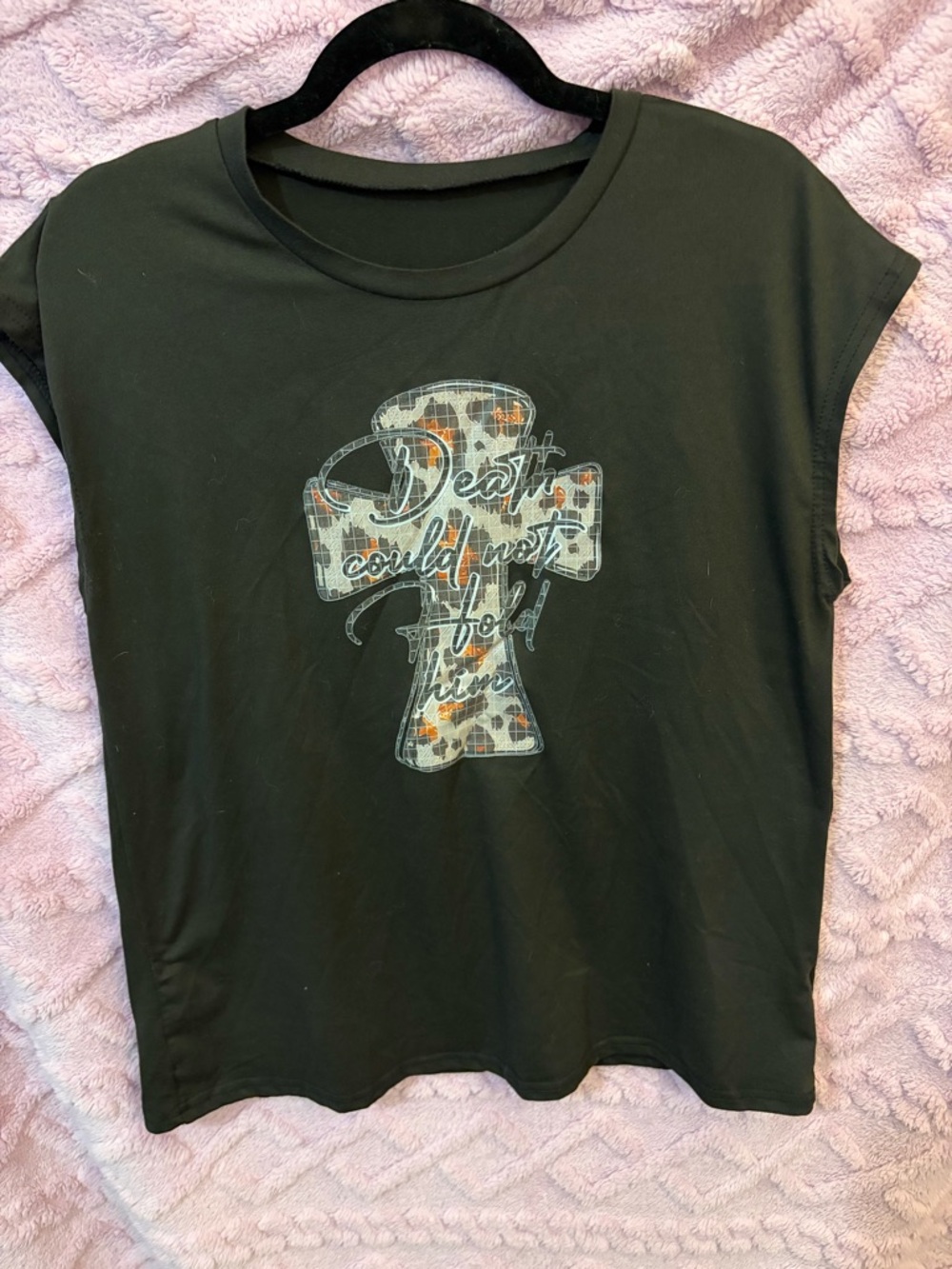 NEW Black Graphic Tee with Cross and Script